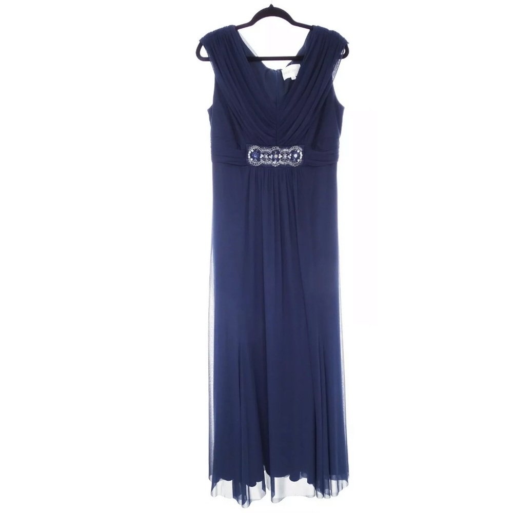 Size 14▪️NAVY BLUE BEADED WAIST GOWN Maxi Dress